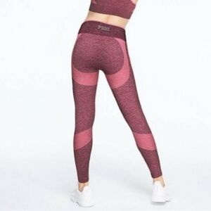 Victorias Secret PINK Dark Pink Burgundy Seamless Leggings Yoga Pants 2 Tone